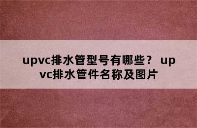 upvc排水管型号有哪些？ upvc排水管件名称及图片